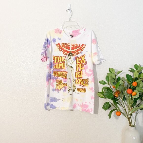 🦋 JIMI HENDRIX Tie Dye Graphic Tee Rock Small - Picture 1 of 4